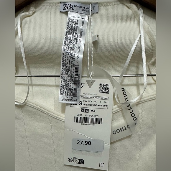 118 ZARA | NWT White Ribbed Knit Long Sleeve Bodysuit (size XS-S) - Picture 2 of 7